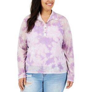 love, Fire Lavender Tie-Dye Button Down Shirt